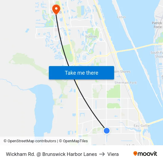 Wickham Rd. @ Brunswick Harbor Lanes to Viera map
