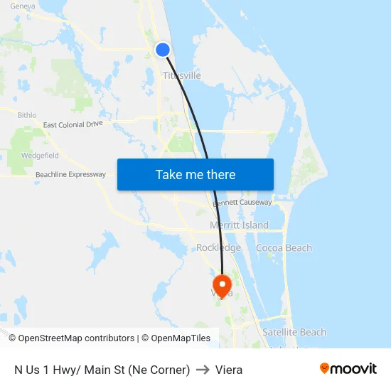 N Us 1 Hwy/ Main St (Ne Corner) to Viera map