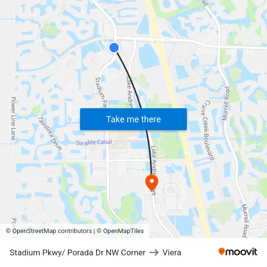 Stadium Pkwy/ Porada Dr NW Corner to Viera map