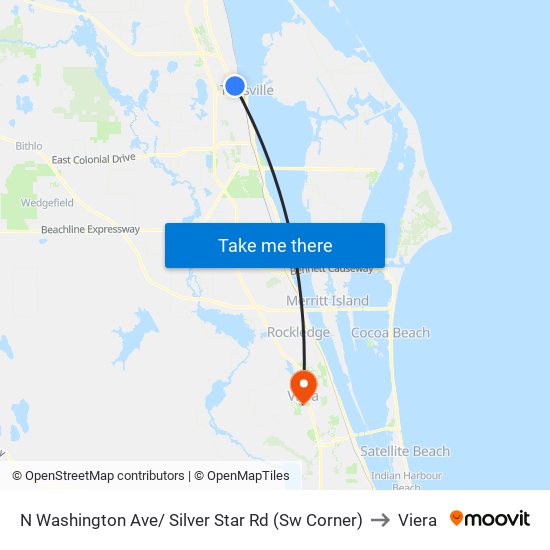N Washington Ave/ Silver Star Rd (Sw Corner) to Viera map