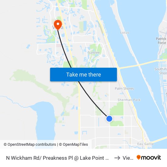 N Wickham Rd/ Preakness Pl @ Lake Point Apt to Viera map