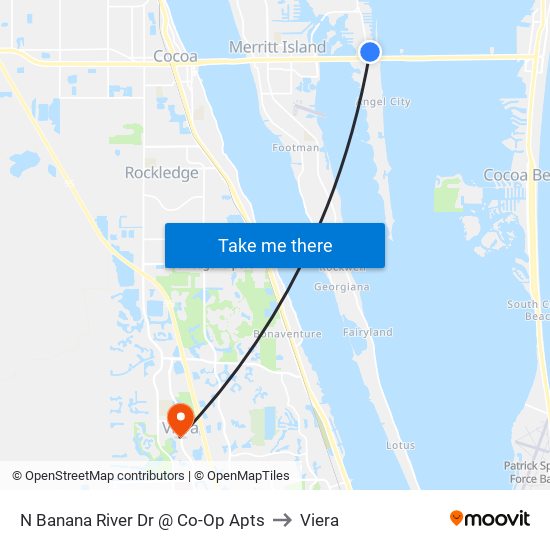 N Banana River Dr @ Co-Op Apts to Viera map