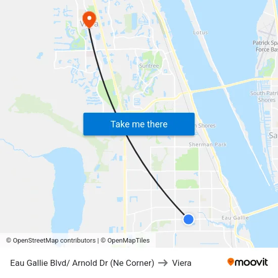 Eau Gallie Blvd/ Arnold Dr (Ne Corner) to Viera map