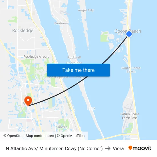 N Atlantic Ave/ Minutemen Cswy (Ne Corner) to Viera map