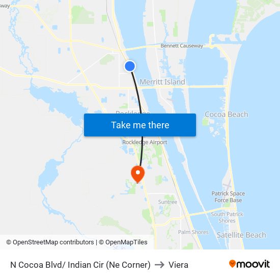N Cocoa Blvd/ Indian Cir (Ne Corner) to Viera map