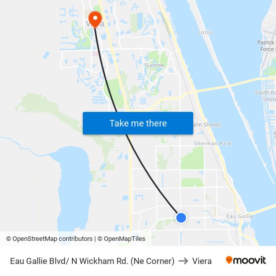 Eau Gallie Blvd/ N Wickham Rd. (Ne Corner) to Viera map