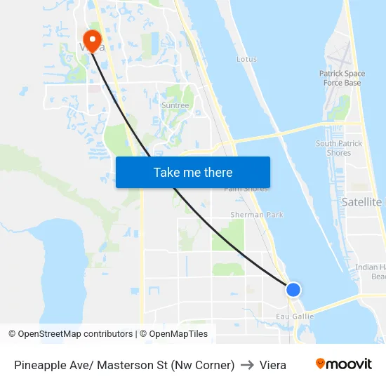 Pineapple Ave/ Masterson St (Nw Corner) to Viera map