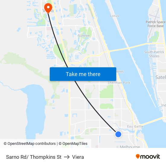 Sarno Rd/ Thompkins St to Viera map