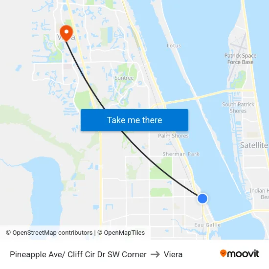 Pineapple Ave/ Cliff Cir Dr SW Corner to Viera map