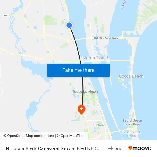 N Cocoa Blvd/ Canaveral Groves Blvd NE Corner to Viera map