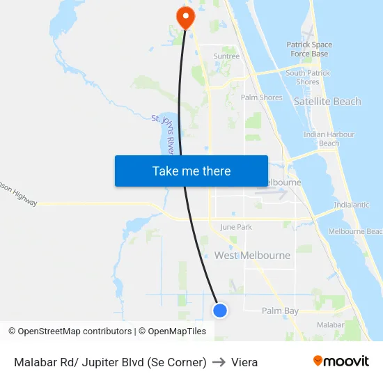 Malabar Rd/ Jupiter Blvd (Se Corner) to Viera map