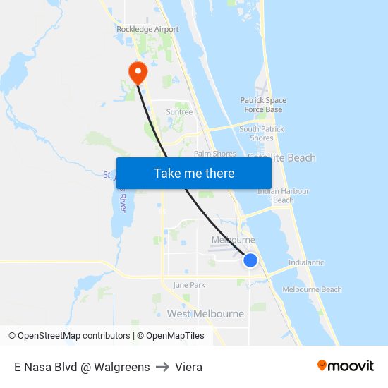 E Nasa Blvd @ Walgreens to Viera map