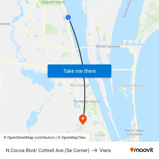N Cocoa Blvd/ Cottrell Ave (Se Corner) to Viera map