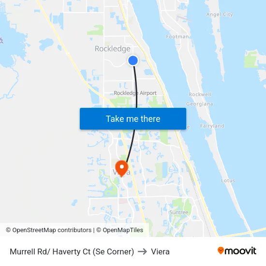 Murrell Rd/ Haverty Ct (Se Corner) to Viera map