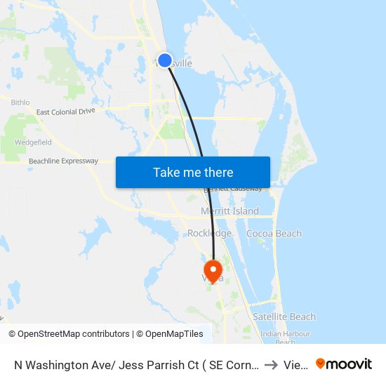 N Washington Ave/ Jess Parrish Ct ( SE Corner) to Viera map