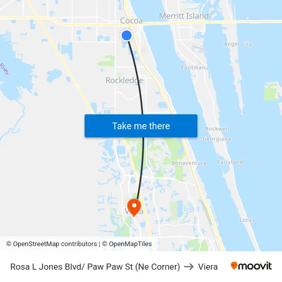Rosa L Jones Blvd/ Paw Paw St (Ne Corner) to Viera map
