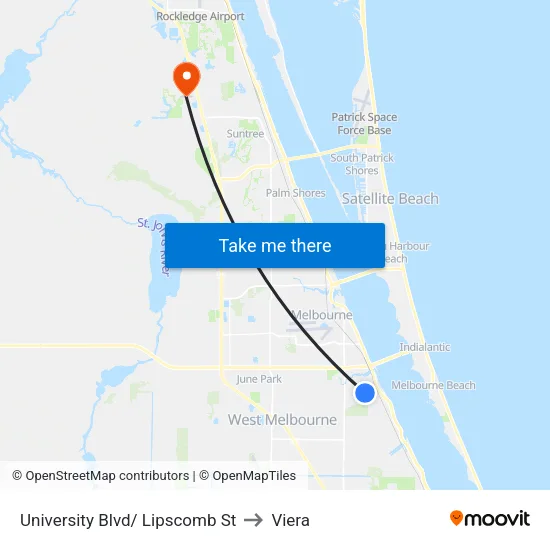 University Blvd/ Lipscomb St to Viera map