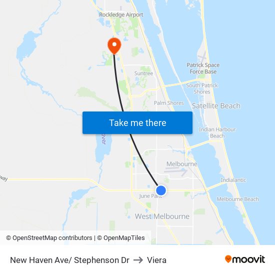 New Haven Ave/ Stephenson Dr to Viera map