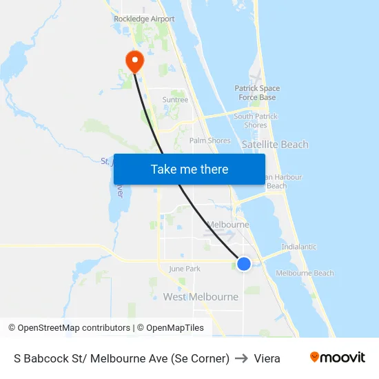 S Babcock St/ Melbourne Ave (Se Corner) to Viera map