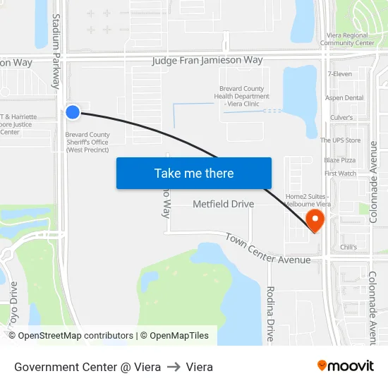 Government Center @ Viera to Viera map