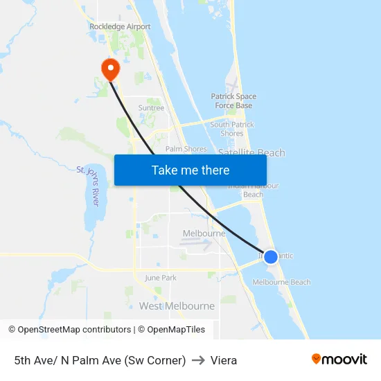 5th Ave/ N Palm Ave (Sw Corner) to Viera map