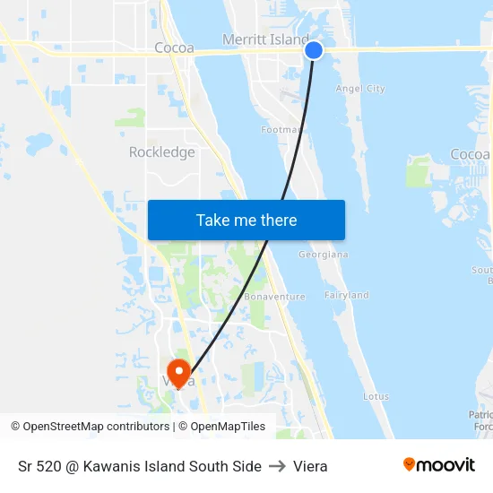 Sr 520 @ Kawanis Island South Side to Viera map
