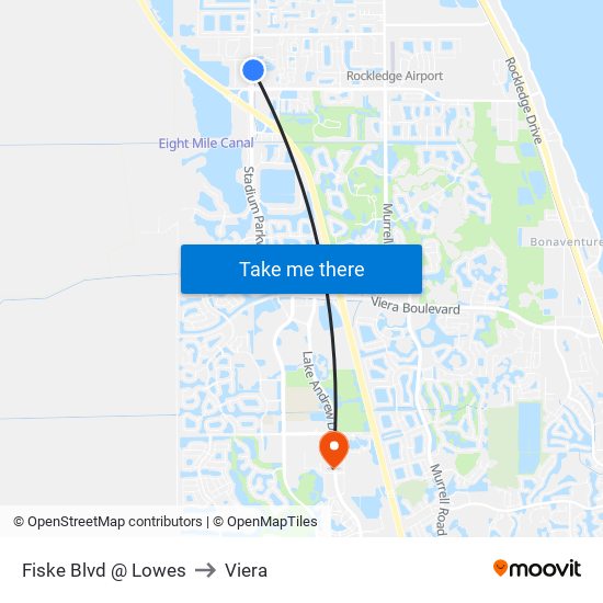 Fiske Blvd @ Lowes to Viera map