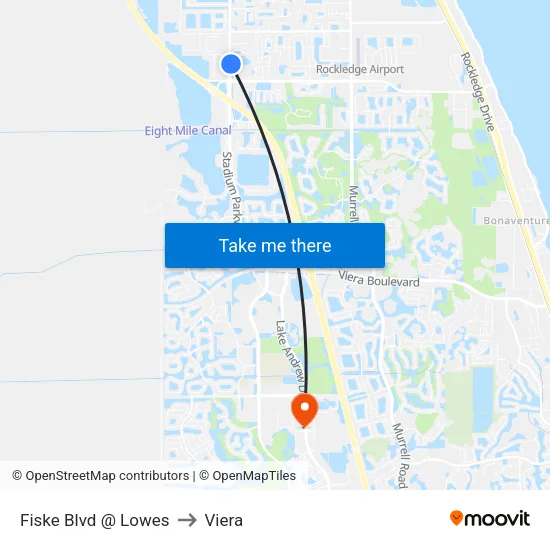 Fiske Blvd @ Lowes to Viera map