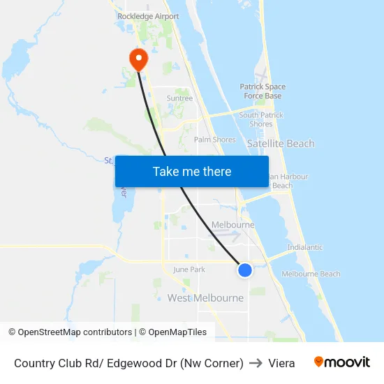 Country Club Rd/ Edgewood Dr (Nw Corner) to Viera map