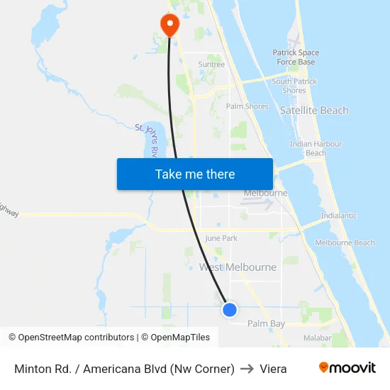 Minton Rd. / Americana Blvd (Nw Corner) to Viera map