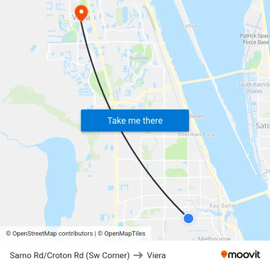 Sarno Rd/Croton Rd (Sw Corner) to Viera map