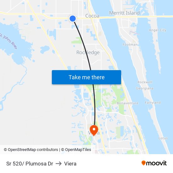 Sr 520/ Plumosa Dr to Viera map