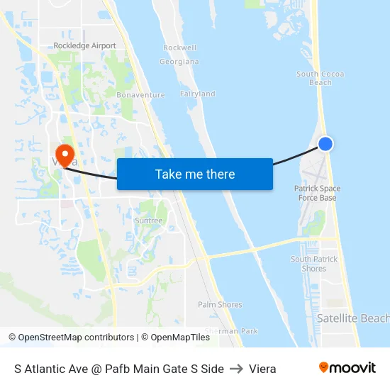 S Atlantic Ave @ Pafb Main Gate S Side to Viera map