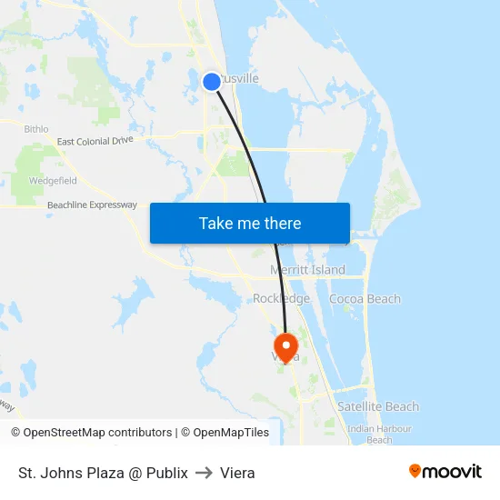 St. Johns Plaza @ Publix to Viera map