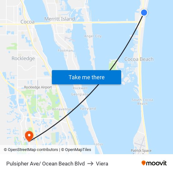 Pulsipher Ave/ Ocean Beach Blvd to Viera map