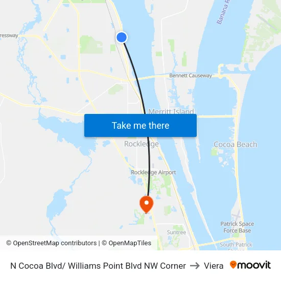 N Cocoa Blvd/ Williams Point Blvd NW Corner to Viera map