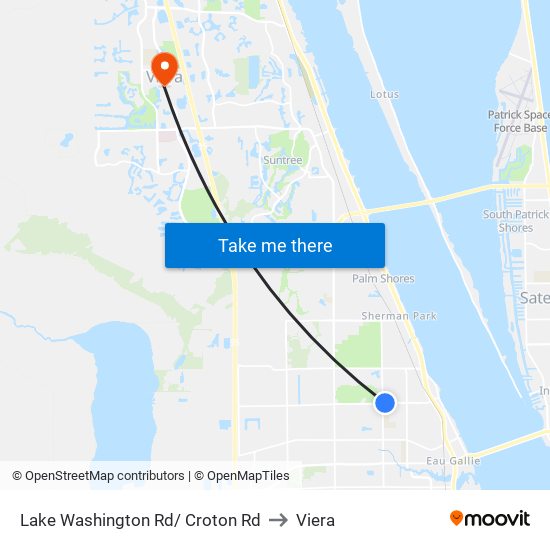 Lake Washington Rd/ Croton Rd to Viera map