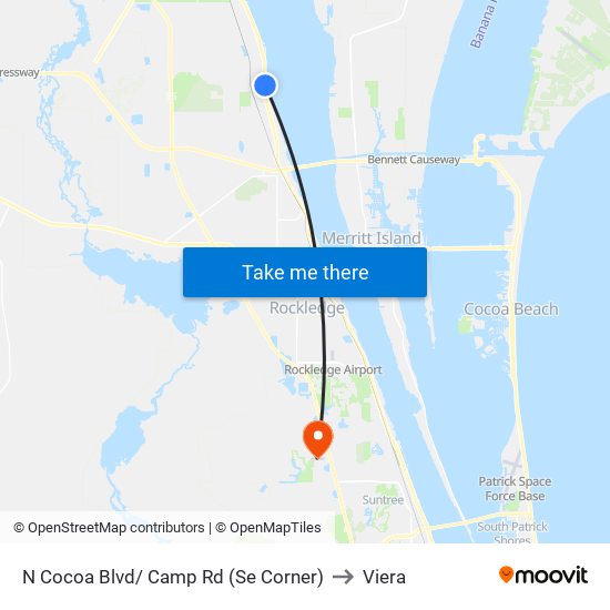 N Cocoa Blvd/ Camp Rd (Se Corner) to Viera map