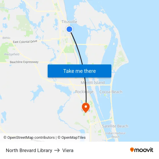 North Brevard Library to Viera map