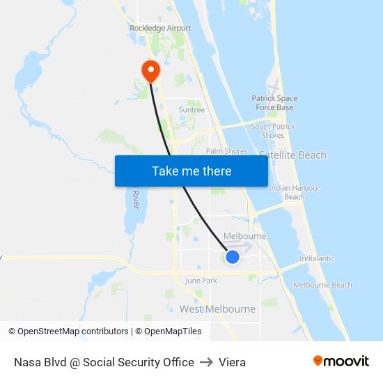 Nasa Blvd @ Social Security Office to Viera map