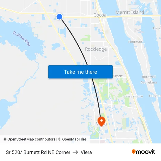 Sr 520/ Burnett Rd NE Corner to Viera map