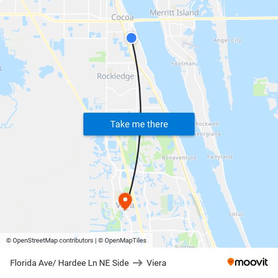 Florida Ave/ Hardee Ln NE Side to Viera map