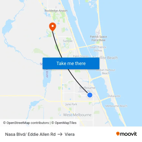Nasa Blvd/ Eddie Allen Rd to Viera map