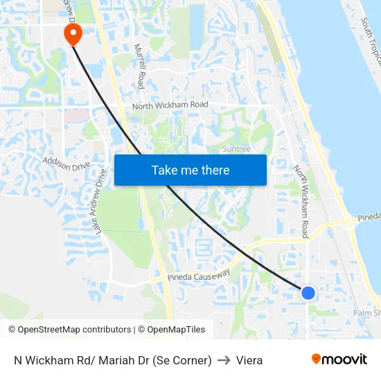 N Wickham Rd/ Mariah Dr (Se Corner) to Viera map
