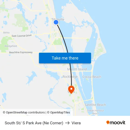 South St/ S Park Ave (Ne Corner) to Viera map