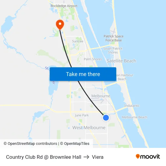 Country Club Rd @ Brownlee Hall to Viera map