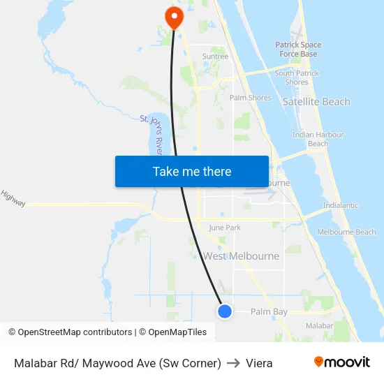 Malabar Rd/ Maywood Ave (Sw Corner) to Viera map