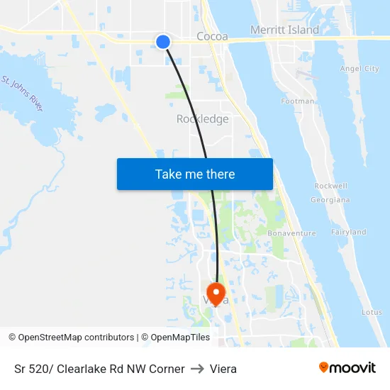 Sr 520/ Clearlake Rd NW Corner to Viera map