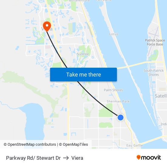 Parkway Rd/ Stewart Dr to Viera map