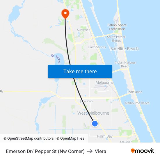 Emerson Dr/ Pepper St (Nw Corner) to Viera map